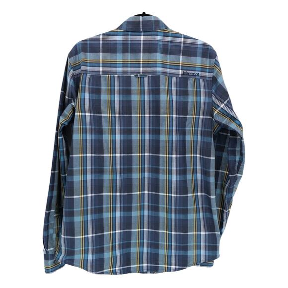 Marmot Plaid Button Up Shirt Blue Long Sleeve Lightweight Mens Small - Picture 5 of 7